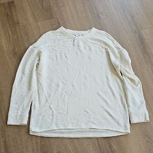 Three Dots Cream Speckled Long Sleeve Shirt Size Small